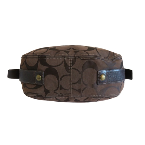 Y2K Coach Zoe Signature Brown Canvas Leather Hobo Shoulder Bag 12674 Brass - Picture 8 of 10